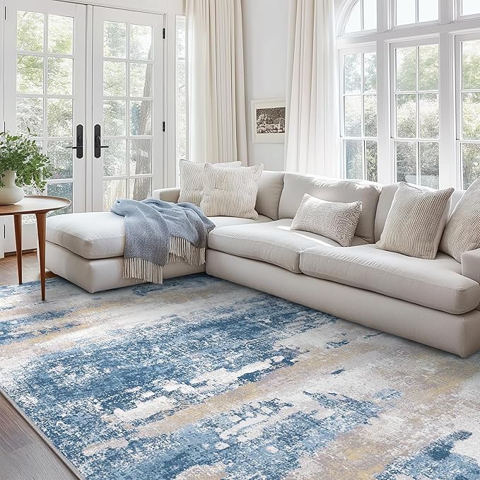 Area Rugs 6x9 for Living Room Bedroom, Modern Abstract Machine Washable Soft - Image 3
