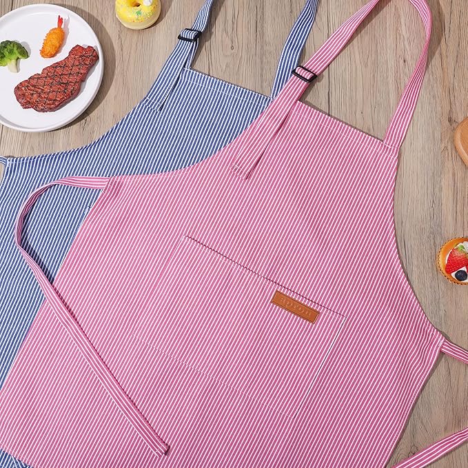 2 Pack Stripes Kids Apron, Kids Cooking Aprons - Image 6
