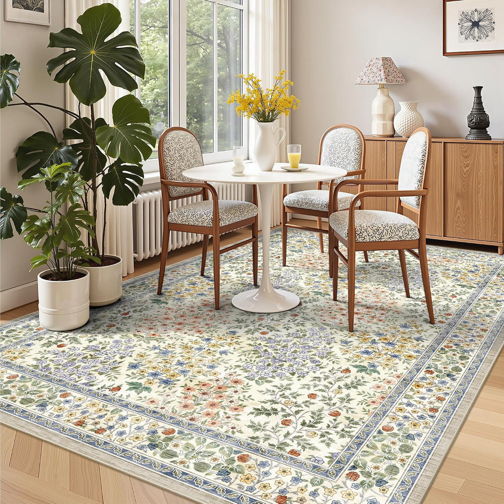 6x9 Area Rugs, Washable Floral Area Rugs for Living Room, Indoor Area Rug for...