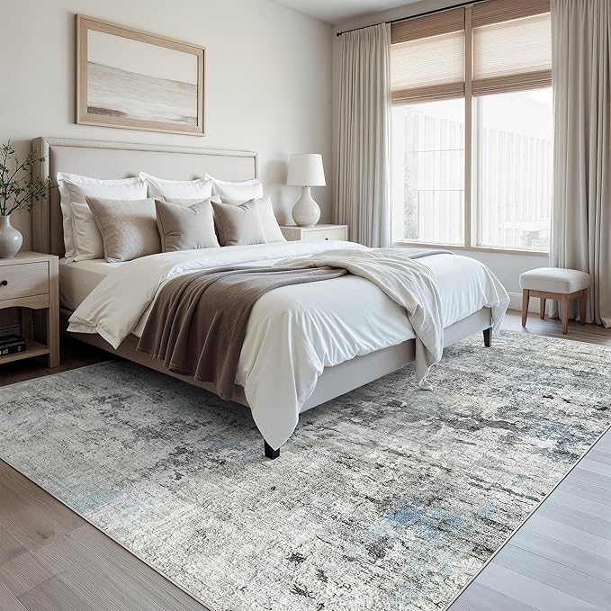 Abstract Rug 8x10 Large Living Room Rugs Neutral Modern Washable Area Rugs - Image 8