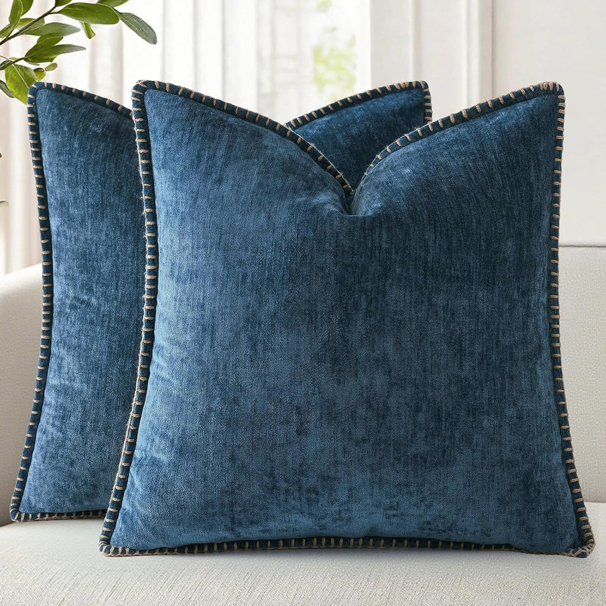 decoruhome soft chenille throw pillow covers 24x24 set, main product view