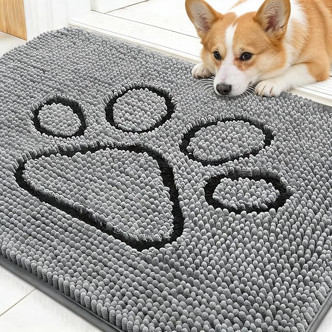 OLANLY Dog Door Mat for Muddy Paws 30x20, Paw Print Design, Absorbs Moisture by OLANLY
