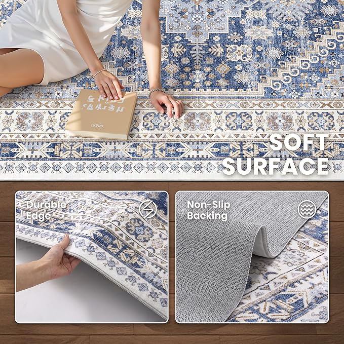 zesthome 2x6 Runner Rug for Hallways, Machine Washable Rug, Non Slip Vintage - Image 5