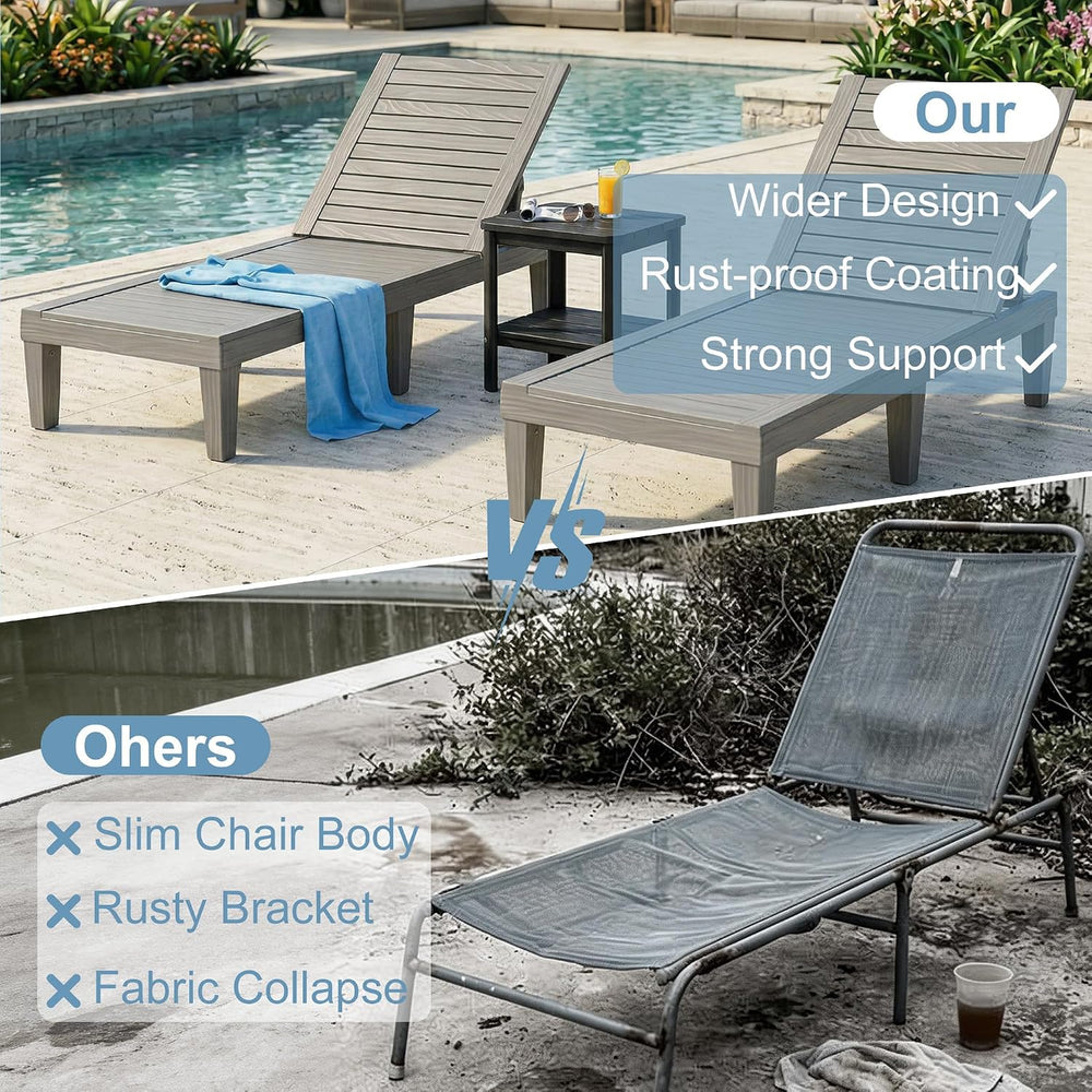 EFU Lounge Chair Outdoor,Set of 2 High-Impact PP Tanning Chairs
