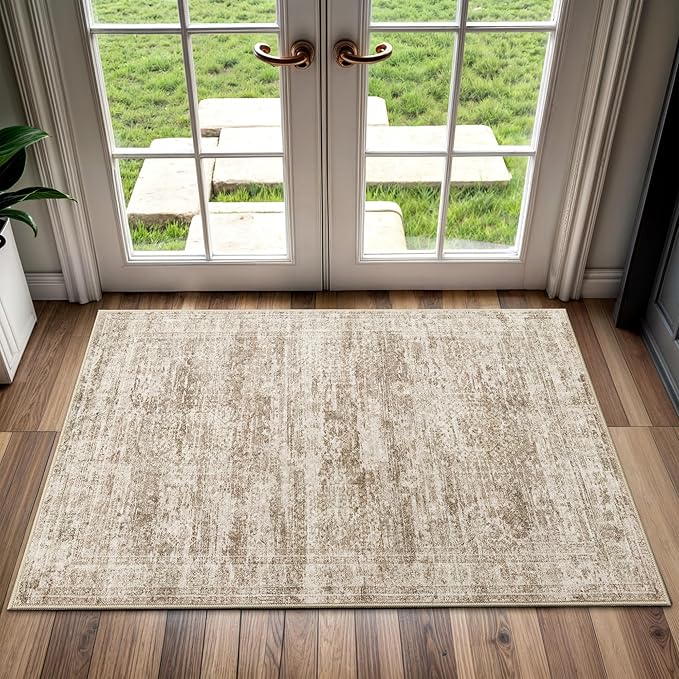 2x3 Washable Rugs for Kitchen, Powder Room Small Area Rug Non-Slip Vintage Low by Soalmost
