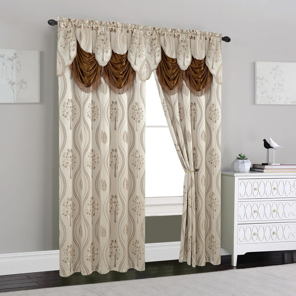 Elegant Comfort Luxurious Beautiful Curtain Panel Set with Attached Valance a...