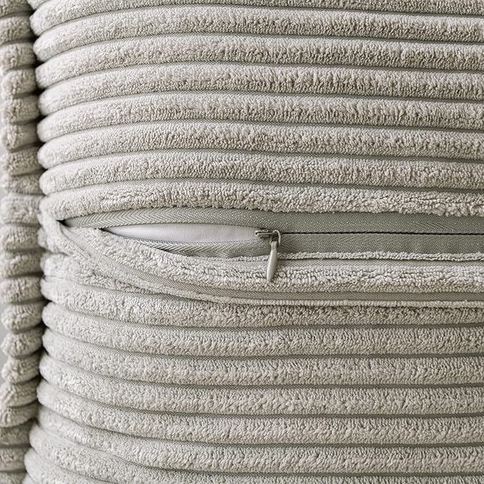 MIULEE Light Grey Corduroy Pillow Covers 16x16 Inch - Image 3