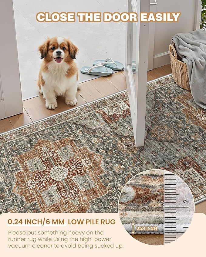 Kitchen Runner Rug Non Slip Washable 2.5x8, Soft Low Pile Entryway Rug Runners - Image 6
