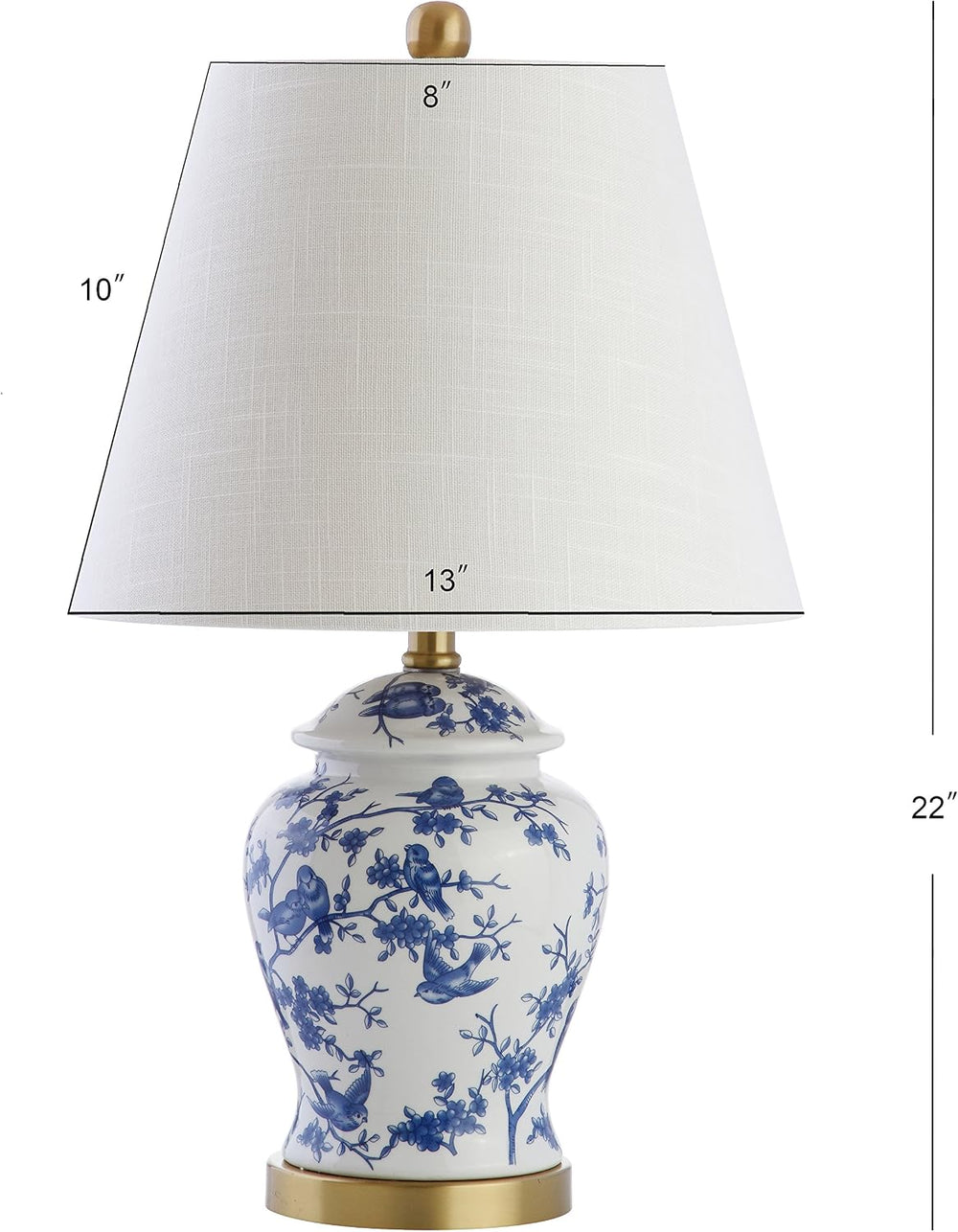 JONATHAN Y Penelope Ginger Jar 22" LED Table Lamp, Blue/White, Set of 2