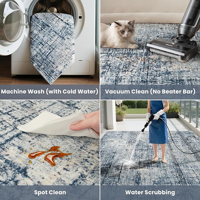 6x9 Area Rugs for Living Room Washable Rug: Anti-Skid Abstract Modern Living - Image 5