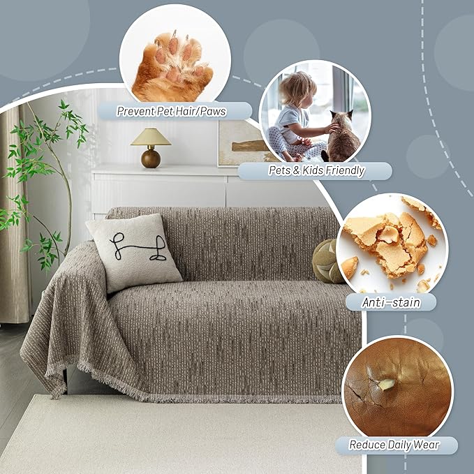 MYSKY HOME Couch Covers for 3 Cushion Couch Sofa, Sectional Couch Cover L Shape - Image 3