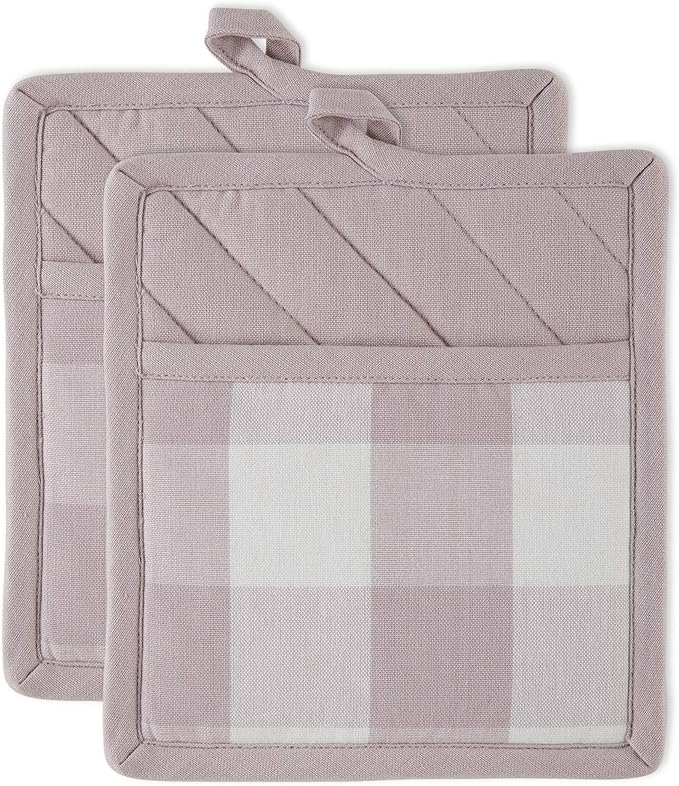 DII Buffalo Check Kitchen Collection, Classic Farmhouse Kitchen Set, Dusty Lilac by DII