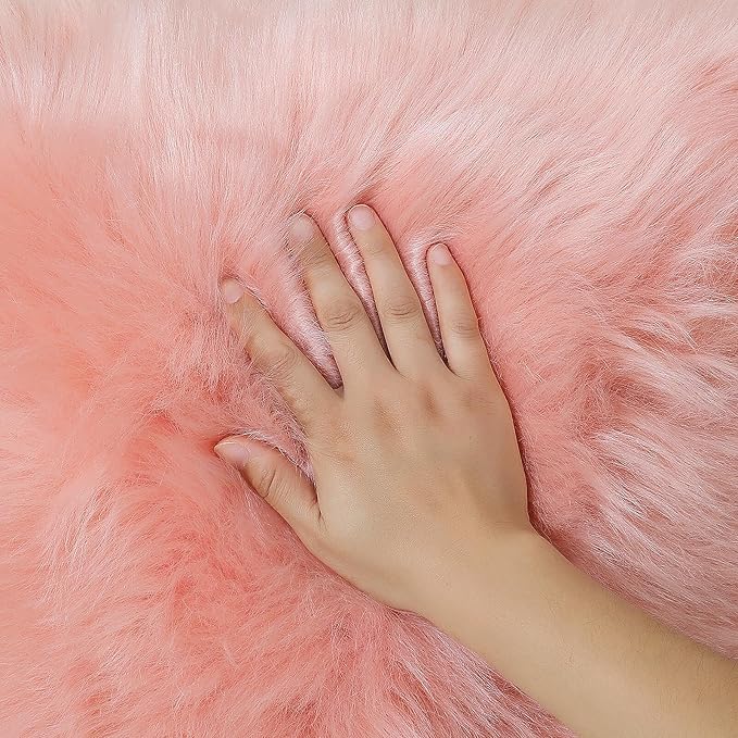 linmopm Faux Fur Rug Sheepskin Shag Fluffy Fuzzy Pink 2x6 ft Runner Rugs - Image 9