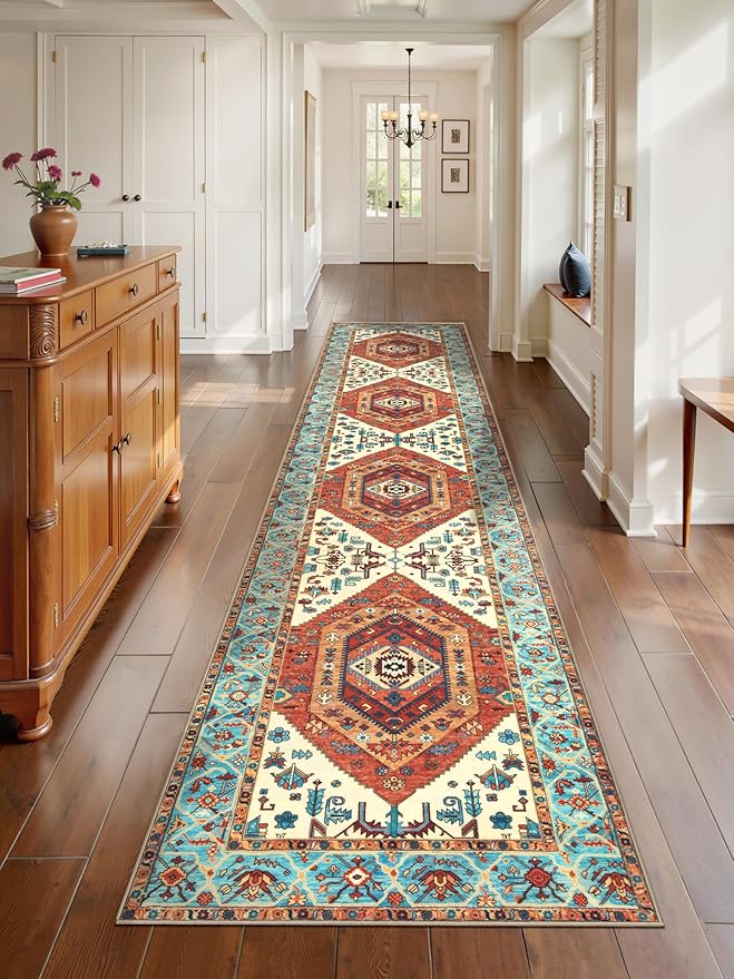 SERISSA Runner Rug for Hallways, Extra Long Boho Rug Ultra Soft Vintage Orange by SERISSAHomeDecorCollection