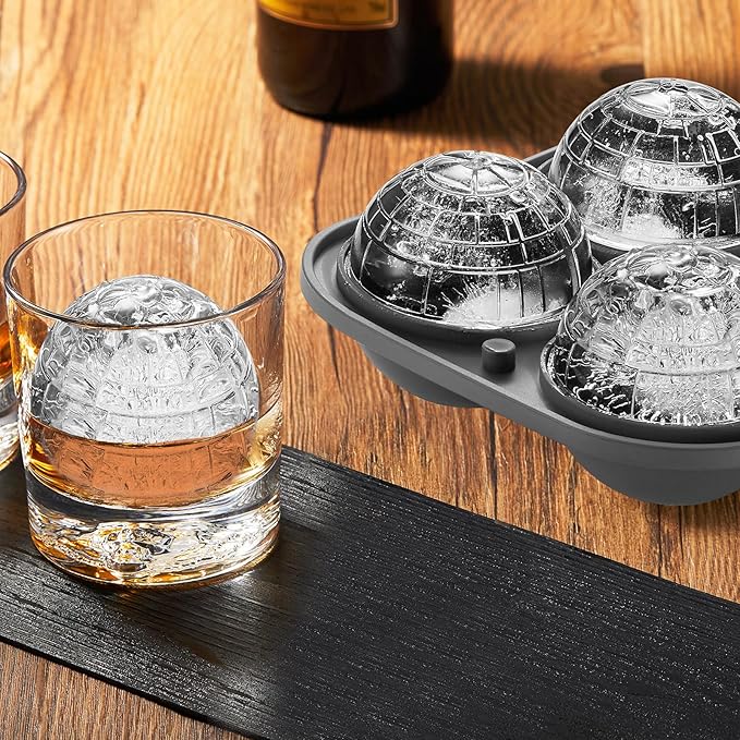 Nax Caki 3D Death Star Ice Cube Molds, Large Silicone Fun Shapes Bourbon Gifts - Image 2