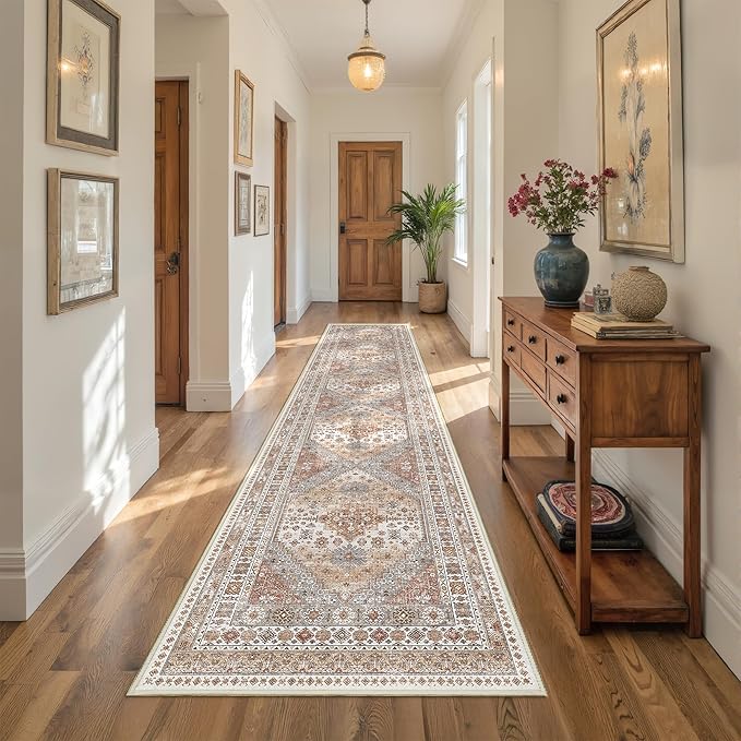 Carpet Runners for Hallway 12ft, Non-Slip Long Bathroom Rugs Runner for Kitchen by Restydon