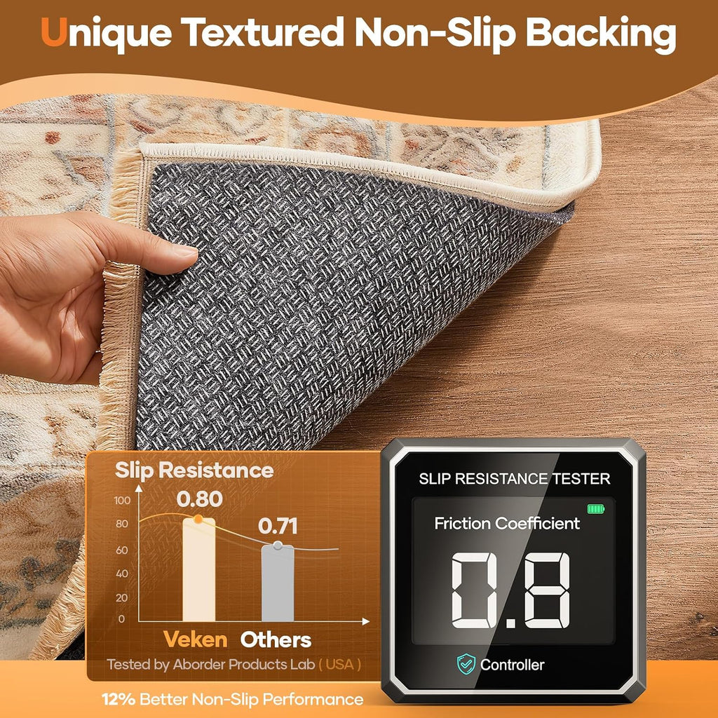 Veken Non Slip Cushioned Rug Pad Gripper, Felt and Silicone Backing, 3 x 8 Ft, 1/4" Thick Runner Carpet Liner Protector Mat for Area Rugs and Hardwood Floors, Keep Rugs Safe and in Place