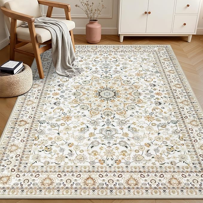 4x6 Area Rugs for Living Room: Washable Rug Soft Vintage Boho Carpet Indoor - Image 4