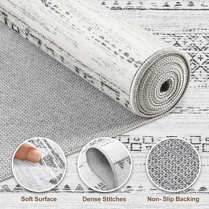 Nakagishi 10x12 Area Rug Living Room: Washable Boho Large Neutral Modern Soft - Image 3