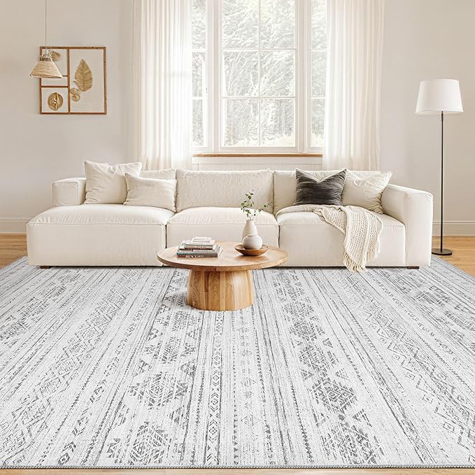Nakagishi 10x14 Area Rug Living Room: Washable Boho Large Neutral Soft - Image 5