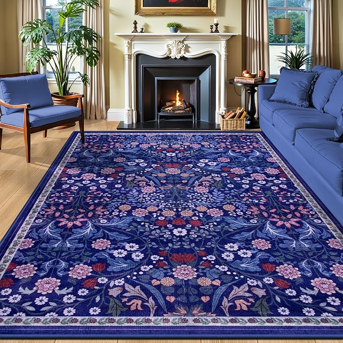 Area Rugs 9x12 Living Room: Floral Washable Rug Vintage Large Soft Boho by PLHXFRSoftAreaRugs