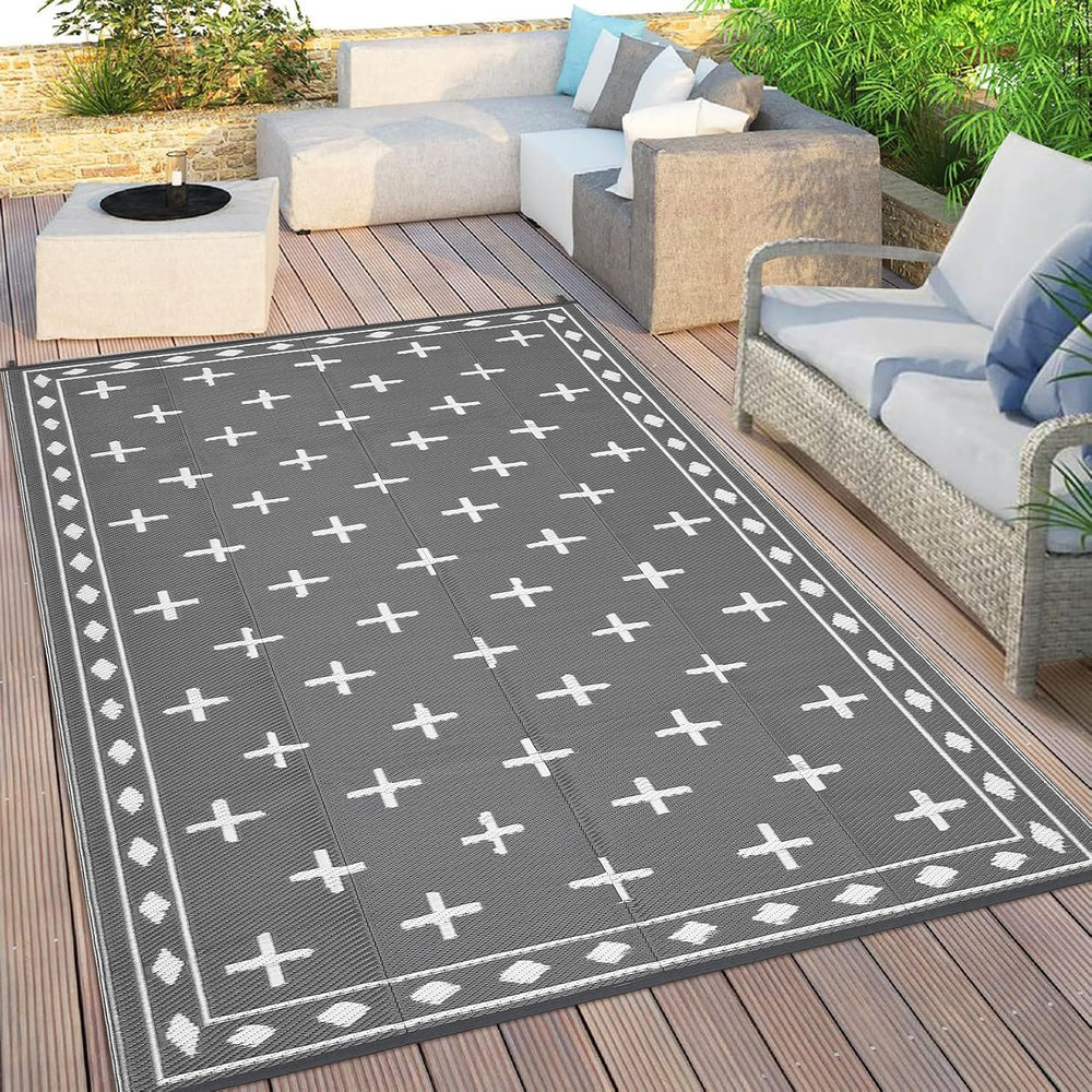 Garvee Outdoor Rug 9x12 ft Waterproof Reversible Patio Rug