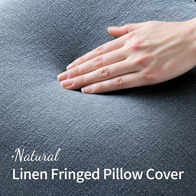 MIULEE Decorative Throw Pillow Covers Neutral Linen Fringe Throw Pillows Set of - Image 4