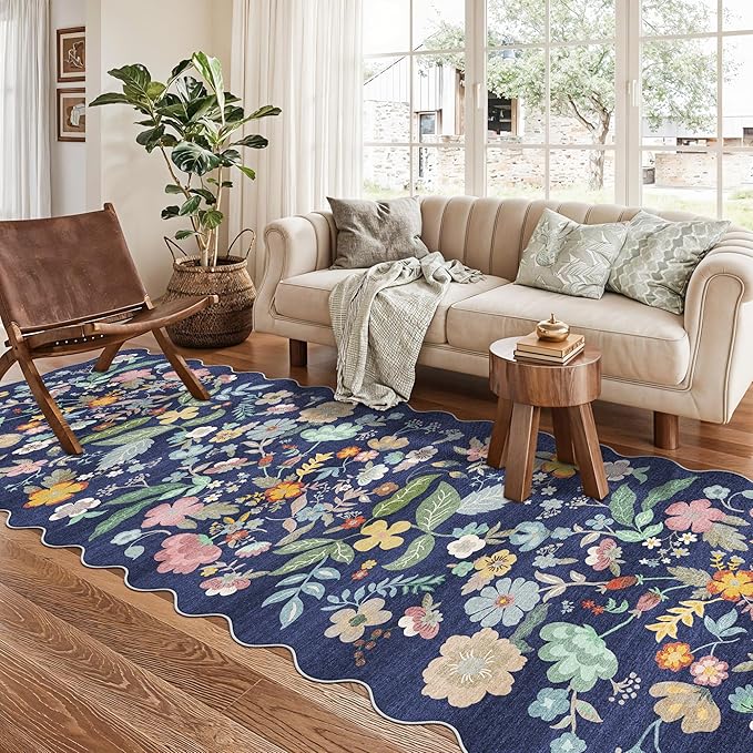 3x10 Long Hallway Runner Rug: Washable Wide 10ft Floral Low-Pile Carpet - Image 3