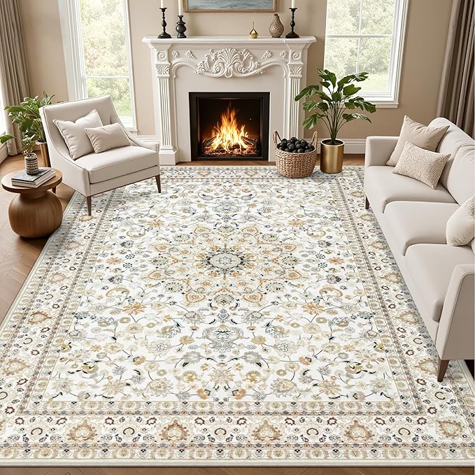 4x6 Area Rugs for Living Room: Washable Rug Soft Vintage Boho Carpet Indoor by EXPEDIX