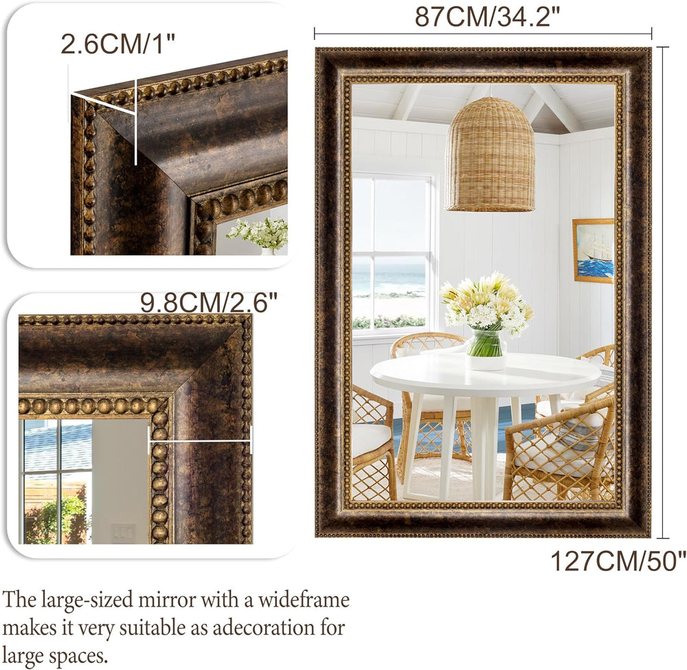 34.2 x 50 Inch Extra Large Statement Bedroom Wall Mirror, Traditional Decorat...