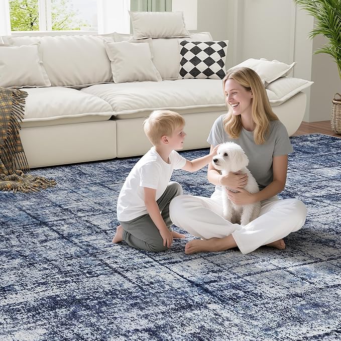8x10 Area Rugs for Living Room Washable Rug: Anti-Skid Abstract Modern Living - Image 7
