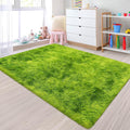 Small Tie-Dyed Area Rug for Bedroom 3x5 Mini Green Fluffy Rug Mat Bedside Throw by JiaoBaba