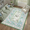 GarveeHome Blue Green Pink Area Rugs 9x12 Living Room, Botanical Grove Cottage by GarveeHome