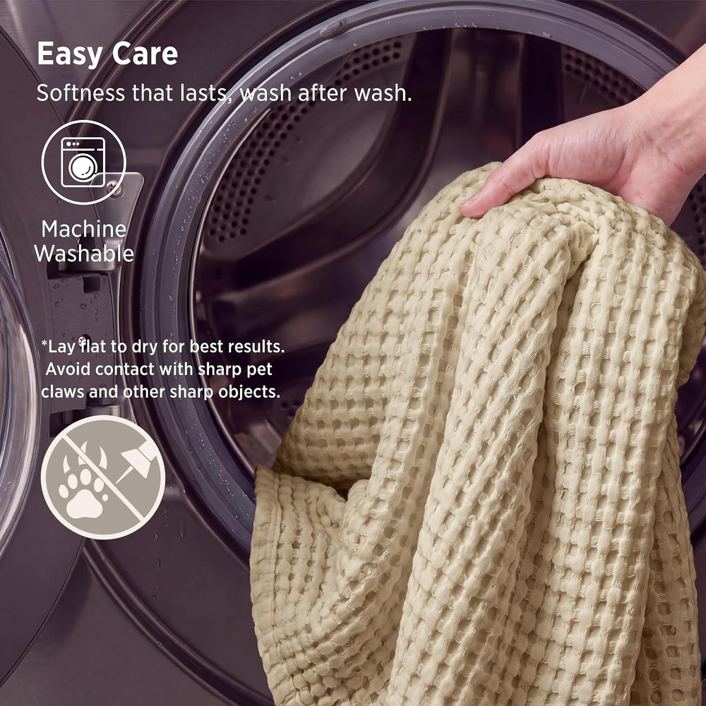 Bedsure Cooling Waffle Blanket for Hot Sleeper, Warm Taupe, King 104" X ...