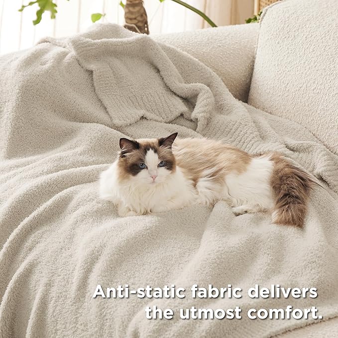 Bedsure Beige Knit Throw Blanket - Image 5