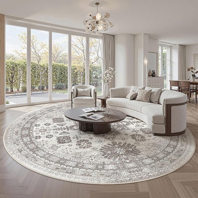 zesthome 8ft Round Rugs for Living Room, Non-Slip Washable Round Area Rugs - Image 4