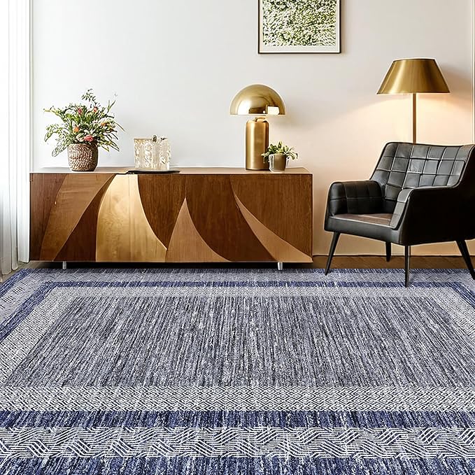 GarveeHome 8x10 Large Washable Area Rug Modern Bordered Rug Distressed - Image 2
