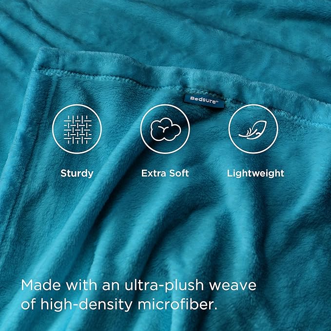 Bedsure GentleSoft Fleece Blankets King Size Teal - Image 4