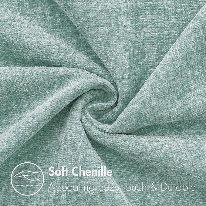 MIULEE Pack of 2 Couch Throw Pillow Covers 20x20 Inch Soft Aqua Green Chenille - Image 2