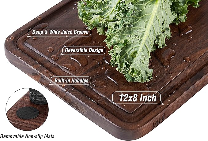 AZRHOM Small Walnut Wood Cutting Board - Image 6