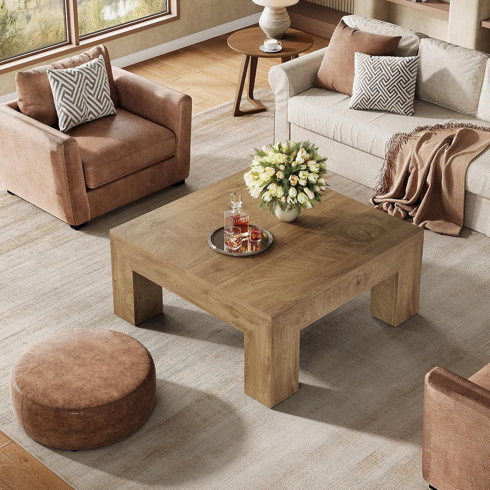 Tribesigns 39.4-Inch Square Coffee Table for Living Room, Farmhouse All MDF C...