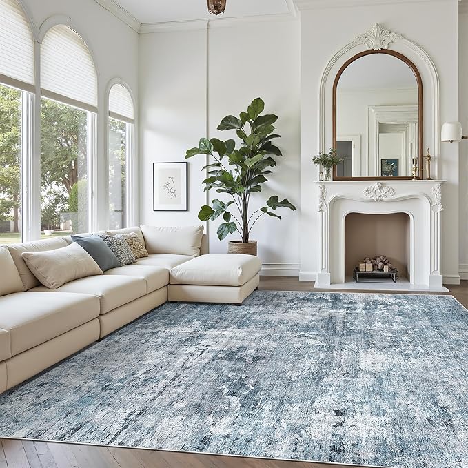 9x12 Area Rugs for Living Room, Abstract Non Slip Machine Washable Vintage Rugs - Image 2