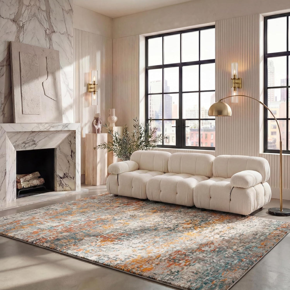 SAFAVIEH Madison Area Rug 8'x10', Modern Grey & Orange MAD460F