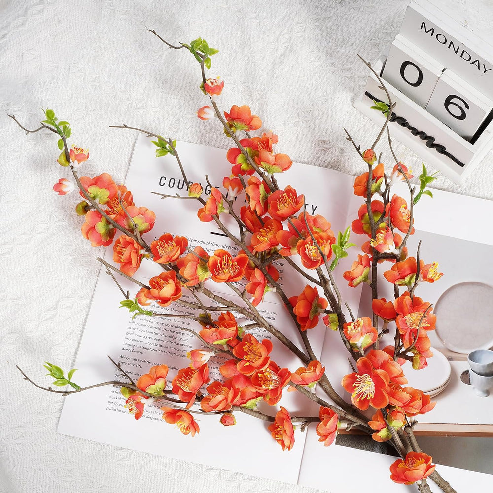 4PCS Cherry Blossom Branches Artificial Plum Blossom Fake Flowers Silk Flower...