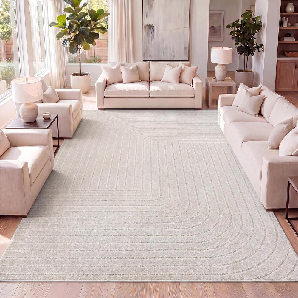 JONATHAN Y Odense High-Low Angle Ivory/Cream Indoor/Outdoor Area Rug, 8x10, M...