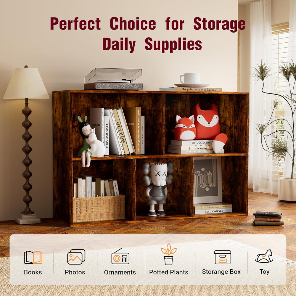 Book Shelf, Wooden Cube Storage Organizer with 11" Open Cubes, Stackable...