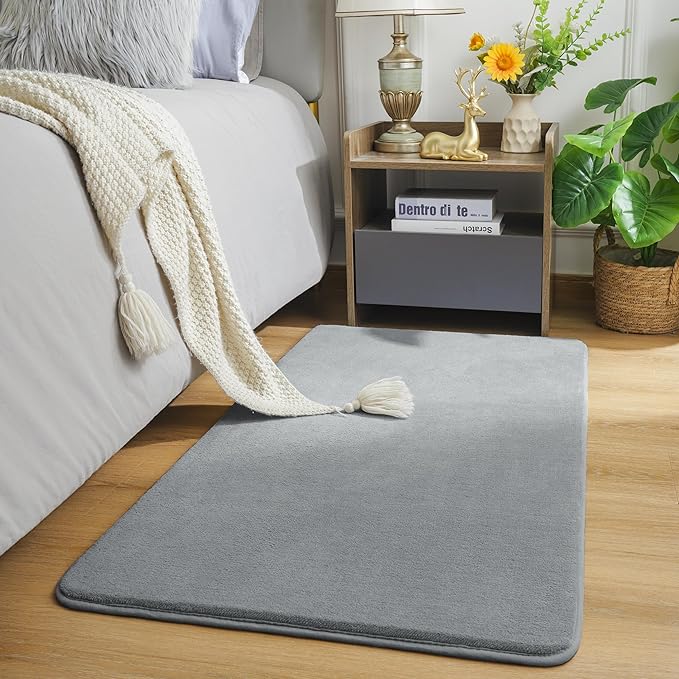 Amearea Modern Washable Runner Rugs, 2x4 Feet Grey Bedroom Runner Rug, Small - Image 2