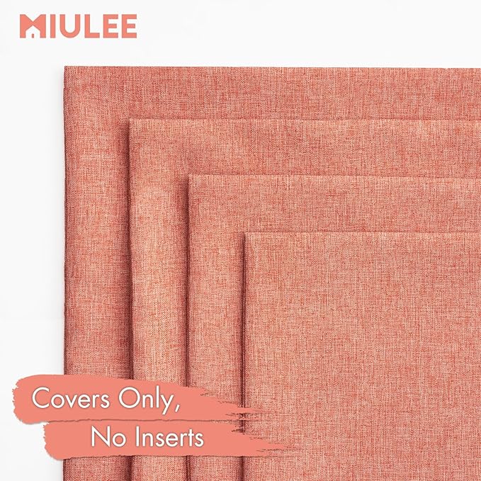 MIULEE Pack of 4 Decorative Outdoor Throw Pillow Covers Linen Waterproof Pillow - Image 5