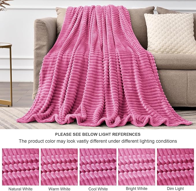 BEDELITE Fleece Blanket Twin Size – 3D Ribbed Jacquard Soft and Warm Decorative - Image 7