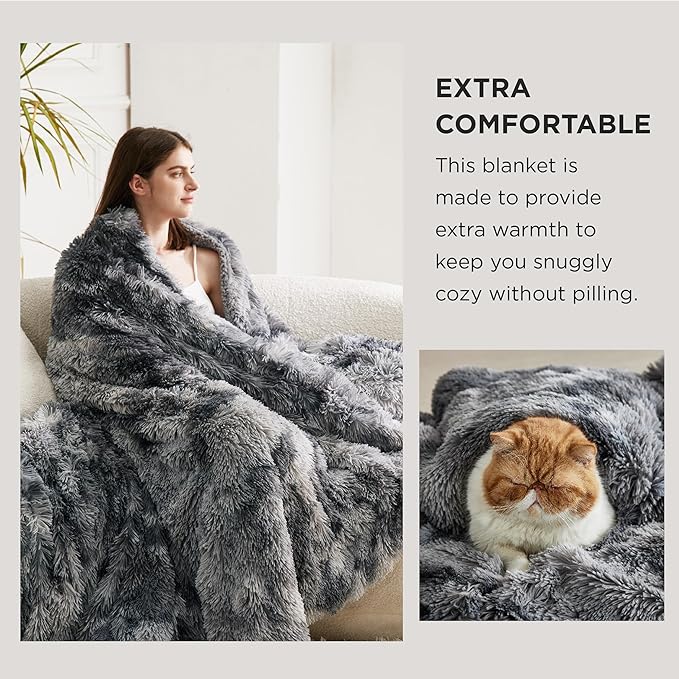 Bedsure GentleSoft Fluffy Fuzzy Faux Fur Throw Blanket - Image 3
